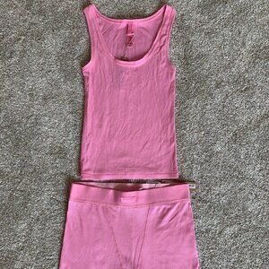 Skims Women's Soft Lounge Two Piece Tank Top Short Set, Bubblegum Pink, S/S NWT